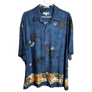 Vtg Aloha Pierre Cardin Hawaiian Island Button Short Sleeve Floral Shirt Size L